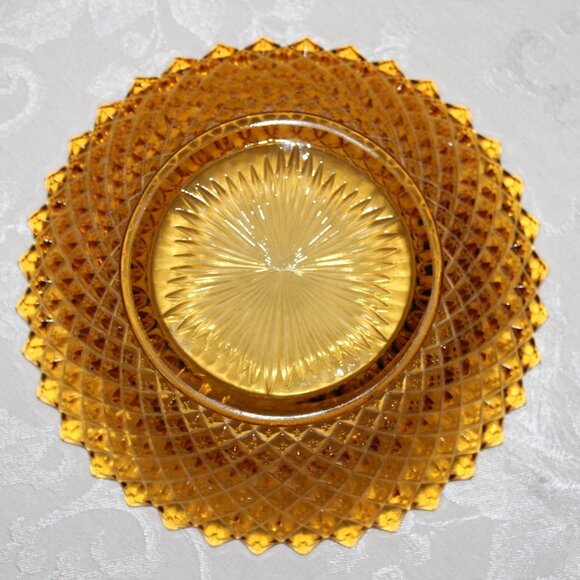 Westmoreland English Hobnail Amber Round Dish | Vintage Candy Nut Trinket Dish - Picture 2 of 5